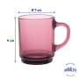 Duralex® - Lot de 6 Mugs en Verre Trempé Prune 26cl - Collection Versailles Ultra Résistants et Empilables – Fabrication Françai