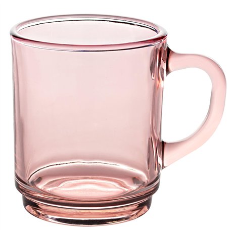Duralex® - Lot de 6 Mugs en Verre Trempé Rose 26cl - Collection Versailles Ultra Résistants et Empilables – Fabrication Français