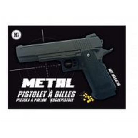 Pistolet a Billes 23 cm Metal Noir Spring 0.300 Joules Vente Interdite Aux Personnes Âgées De Moins De 14 Ans…
