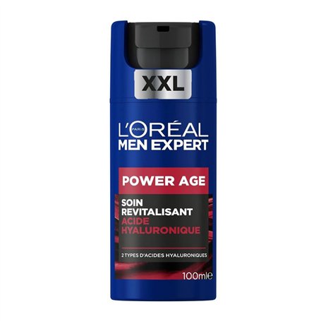 L'Oréal Men Expert - Soin Visage Revitalisant & Anti-Âge pour Homme - À l'Acide Hyaluronique - Pour Tous Types de Peaux - Power