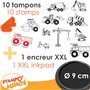 Aladine - Stampo Minos Chantier - Kit Tampons Enfant - Activités Manuelles Fille et Garçon - Encre Lavable - Jouets et Jeux Créa