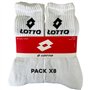 Lotto Chaussettes de Sport Homme Tennis/Running/Marche/Foot/Basket/Multisport - Pack de 8 paires de Tennis Blanc - Taille 39/42