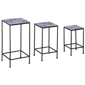 Outsunny Support Pots de Fleurs 3 pièces - Lot de 3 étagères à Fleurs - Portes Plantes empilables - métal époxy Plateaux Carreau