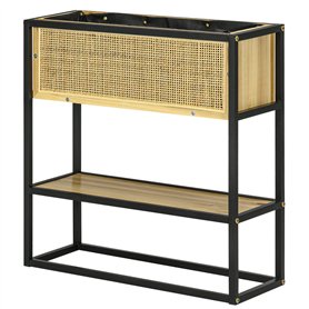 Outsunny Jardinière sur Pieds rectangulaire avec étagère inférieure carré Potager extérieur - métal et Bois - 55 x 20 x 56 cm