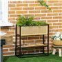 Outsunny Jardinière sur Pieds rectangulaire avec étagère inférieure carré Potager extérieur - métal et Bois - 55 x 20 x 56 cm
