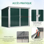 Outsunny Abri Cache Poubelle Double avec Deux Portes et Ouverture Dessus en Acier galvanisé - 178,5 x 104,5 x 128,5/113 cm Vert