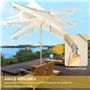 Outsunny Parasol de jardin extérieur à franges parasol inclinable de jardin avec manivelle mât en métal style bohème 8 baleines 