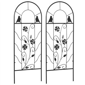 Outsunny Treillis de Jardin Lot de 2 Support pour Plantes grimpantes en métal - 38 x 98 cm Noir
