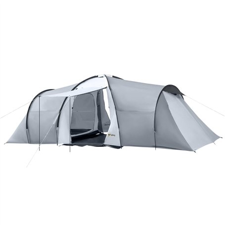 Outsunny Tente de Camping familiale 4-6 Personnes dôme 2 Chambres 1 séjour et 1 auvent Anti-UV Imperméable 2000 mm Sac de Transp