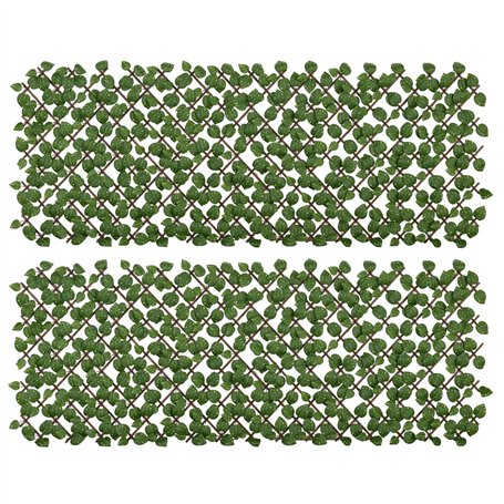 Outsunny Lot de 2 haies artificielles Treillis Extensible - Brise-Vue canisse végétale Feuillage réaliste