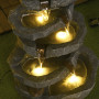 Outsunny Fontaine de Jardin à énergie Solaire Roche en Cascade à 5 Niveaux en résine avec lumières LED et Pompe dim. 38L x 31l x
