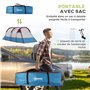 Outsunny Tente de Camping, Tente Tunnel 2-3 Personnes légère ventilée avec 3 Portes, Porche, Sac de Transport Inclus, Rouge