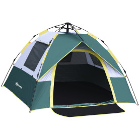 Outsunny Tente de Camping Pop up 3 Personnes avec 3 fenêtres et Porte