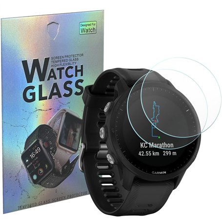 PHONILLICO Verre Trempé pour Garmin Forerunner 955 / Forerunner 955 Solar [Lot de 2] [Diamètre 41mm] Film Protection Ecran Montr