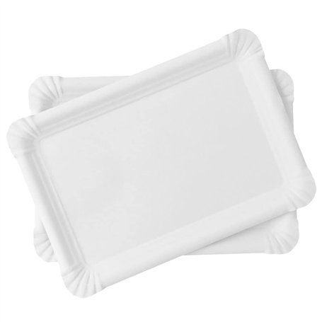 Lot de 20 Plateaux en Carton Blanc - Plateaux de Présentation pour Pâtisseries/Amuse-bouches/Buffets (23 x 16 cm)