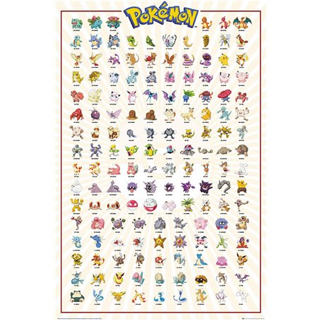 ABYSTYLE POKEMON Poster Kanto 151 Français décoration murale décoration chambre bureau (91