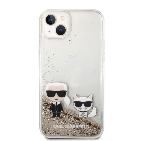karl Lagerfeld Karl et Choupette Coque de protection liquide pour Apple iPhone 14 Plus Doré