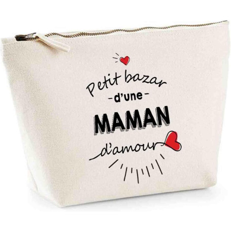 Trousse Maman Bazar d'amour | Pochette Toilette Maquillage Idée Sac Cadeau