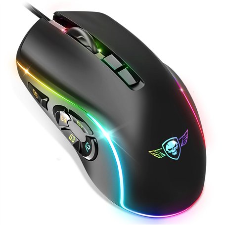 Spirit Of Gamer x Elite M30 | Souris Gamer Filaire pour PC | 10 Boutons Programmables | Capteur Optique 12800 DPI | 13 Effets de