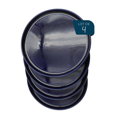 ESPRIT DE CUISINE - Lot de 4 Assiettes Plates En Céramique - Design Élégant - Résistant Aux Rayures - Solide Et Durable - Facile