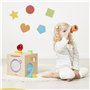 Janod - Cube de Motricité & de Manipulation - Jeu d'Eveil Sensoriel - Boite Sensorielle - Cube d'Activités - 12 Accessoires - Ap
