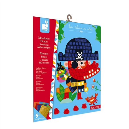 Janod - Coffret Mosaïques en Mousse Pirates - Les Ateliers du Calme - Kit Loisir Créatif Enfant - Apprentissage Motricité fine e