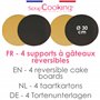 ScrapCooking - Kit de 4 Supports à Gâteaux Ronds Ø 30 cm - Carton Réversible Doré & Noir - Grand Plateau Gâteau XXL - Disque Des