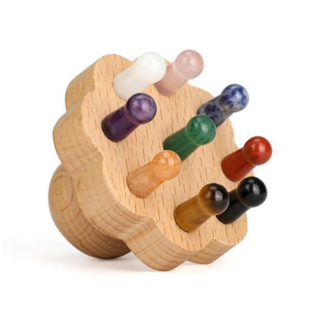 Sun&Sia - Brosse à Cuir Chevelu en Bois FSC Hêtre - 9 points de Massage en Pierre Naturelle - Stimule Circulation Sanguine - Rev