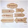 Lot 7 flèches directionnelles en bois | 45 x 13 cm | Décoration mariage - Panneaux de signalisation - Signalétique mariage à acc