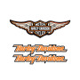 Stickers rétro réfléchissant pour Casque de Moto Hommage à Harley Davidson - Pack Ailes et latéraux Orange (3 Stickers)