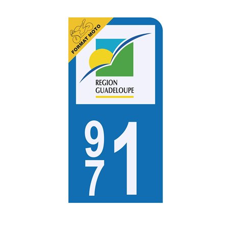 HADEXIA Autocollant Plaque d'immatriculation Moto 971 Guadeloupe Version BIS