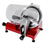 Trancheuse à Jambon Électrique 250 mm – Épaisseur Réglable 0 à 12 mm – Puissance 150W – Design Rouge Élégant – Idéale Viande, Ch