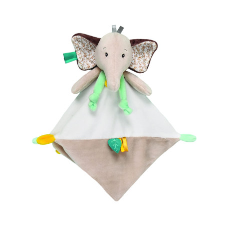 BABY NAT' - Peluche Bébé Doux - Collection Cacahuète - Doudou et Confortable - Taille Moyenne 30 cm - Couleur Gris Élégant et Te