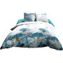 Le linge de Jules Housse de Couette 240x260 + 2 taies - Pur Coton 57 Fils - Ginko Bleu