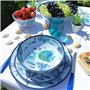 Les Jardins de la Comtesse - Grand Saladier en Mélamine - Caraïbes - 4L / Ø 31 cm - Bleu Mer et Poissons - Service de Table de l