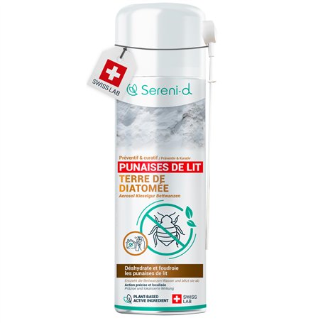 TERRE DE DIATOMÉE PUNAISES DE LIT – AÉROSOL ANTI PUNAISES DE LIT – EFFICACITÉ FOUDROYANTE – Ingrédients 100% - Action IMMÉDITE e