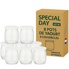 SPECIAL-DAY 8 pot de yaourt en verre avec couvercles hermetique | verrine en verre pour tout yaourtière |petit pots bebe longue