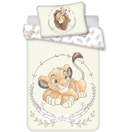 Housse de couette bebe Simba Le roi Lion 100x135 cm avec taie d'oreiller 40x60 cm | Linge/Parure de lit bébé idéal pour les lits