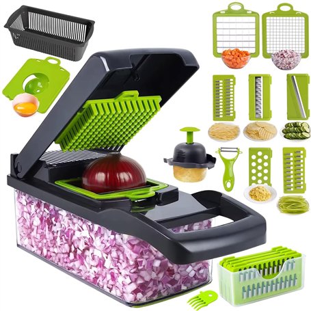 Mandoline 16-en-1 - Coupe-Légumes Multifonction avec Lames Interchangeables