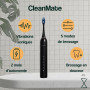 Y-Brush CleanMate - Brosse à Dents Électrique Sonique - Rechargeable USB-C - 2 Mois d'Autonomie - 5 modes de brossage - 4 têtes 