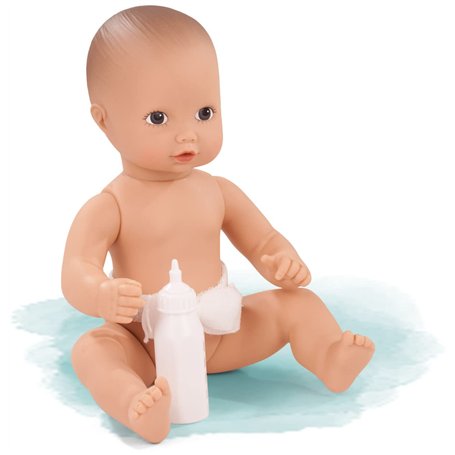 Götz 0754010 Poupée Nouveau-né Aquini Boy - Poupée de Bain de 33 cm de Haut avec Yeux Marron Peints et sans Cheveux - bébé de Ba