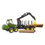 bruder 02133 - John Deere 1210E Tracteur de débardage avec 4 troncs d'arbres & grappin à bois - 1:16 Véhicule