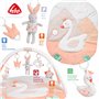 Fehn Couverture d'activités 3D Arche de jeu Le lac des cygnes, Couverture d'éveil avec 5 jouets amovibles à attraper, pour bébé 