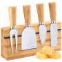 Westmark ensemble de Couteaux à Fromage - Set de 5 Pièces avec Porte-Couteaux en Bambou pour un Service Élégant de Différents Ty