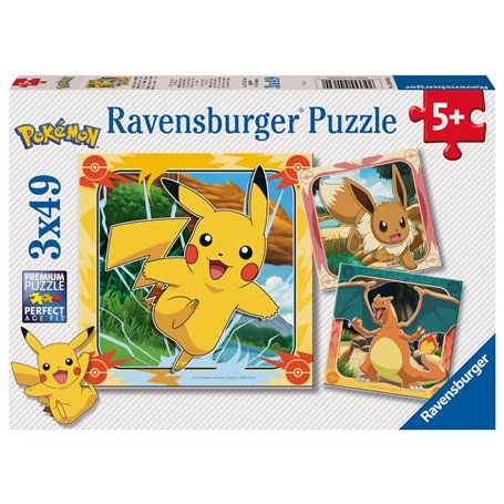 Ravensburger - Puzzle Enfant - Lot de 3 Puzzles 49 pièces - Pikachu