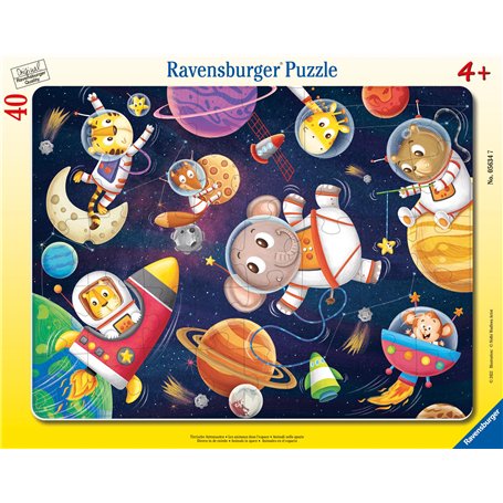 Ravensburger - Puzzle Enfants - Cadre 40 p - Les Animaux dans l'espace - pour Enfants Fille ou garçon dès 4 Ans - Puzzle de qual