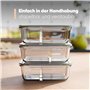 Classbach® Boîtes repas en verre à 3 compartiments, adaptées au lave-vaisselle, au micro-ondes et au four, pour une alimentation