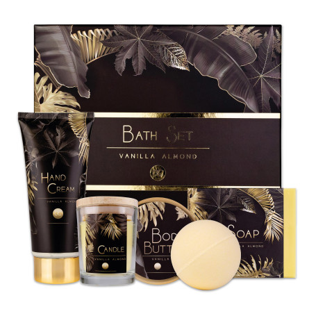 accentra - Coffret cadeau luxe pour femme 5 pièces – Kit de bain cadeau avec bougie parfumée