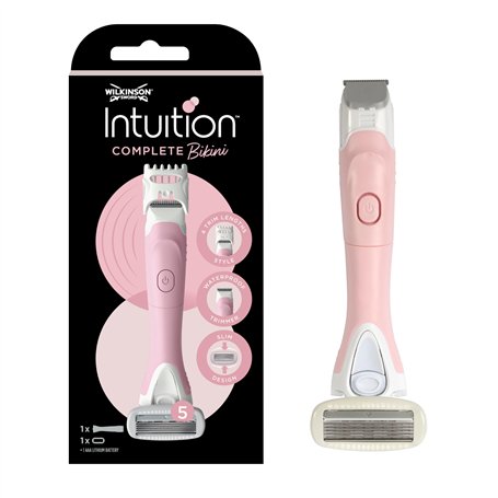 Wilkinson Sword - Intuition Complete Bikini - Rasoir et tondeuse tout-en-un avec tête de rasoir à 5 lames enduites de gel pour l