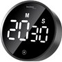 technoline Minuteur Moderne - Compte à rebours - Numérique - Rond - Éclairage (ECO) Tactile - Noir Brillant